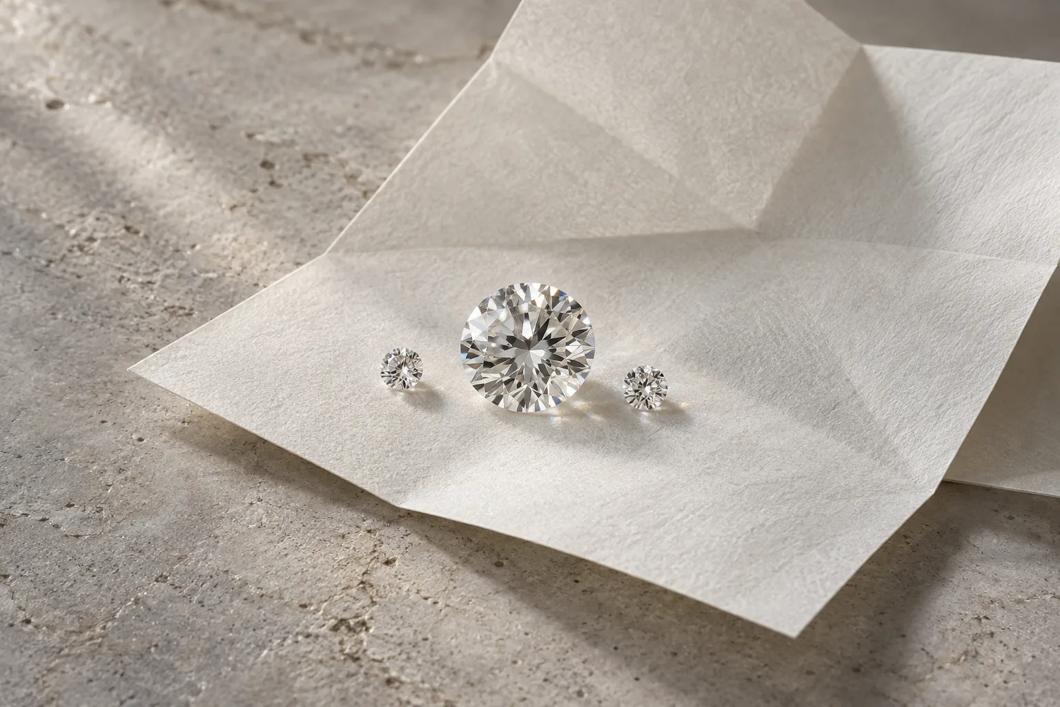 Illustration : diamants ronds sur papier de diamantaire